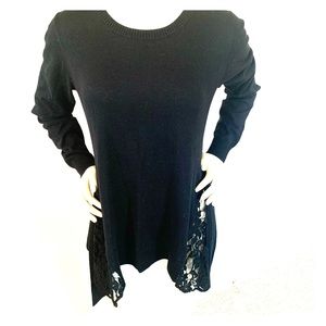 LOGO Cotton Cashmere Sweater with Lace Godets